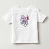 Oktopus mit trinkender Tasse Kleinkind T-shirt (Vorderseite)