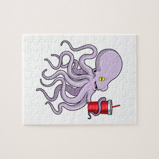 Oktopus mit trinkender Tasse Puzzle (Horizontal)