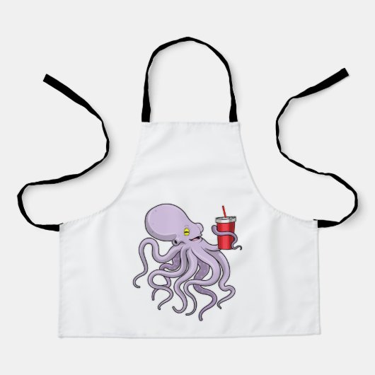Oktopus mit trinkender Tasse Schürze (Vorderseite)