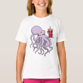 Oktopus mit trinkender Tasse T-Shirt (Vorderseite)