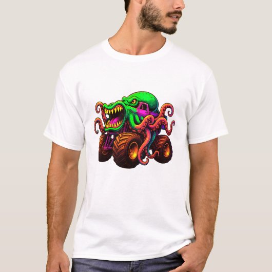 Oktopus-Monstertruck T-Shirt (Vorderseite)