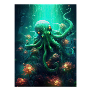 Oktopus Mythische Nautik unter Meereslebewesen Poster