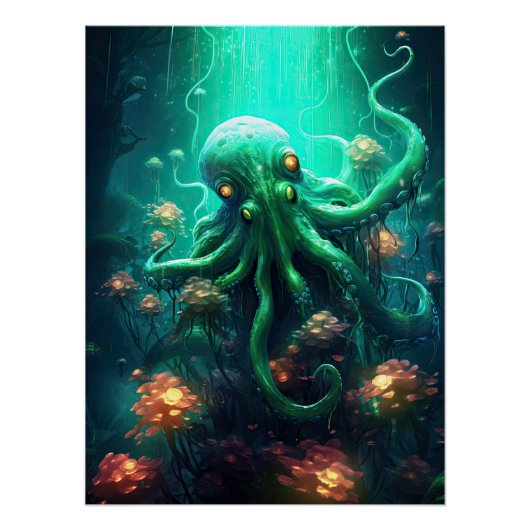 Oktopus Mythische Nautik unter Meereslebewesen Poster (Vorderseite)