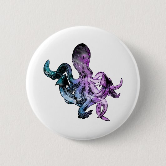 Oktopus Neon Button (Vorderseite)