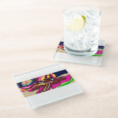 Oktopus niedlich glasuntersetzer (Schrägansicht)