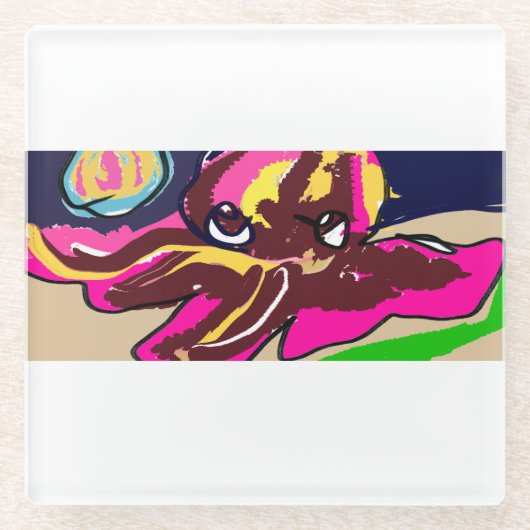 Oktopus niedlich glasuntersetzer (Vorderseite)