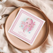 Oktopus Niedlich Pink Watercolor Girl Babydusche Serviette