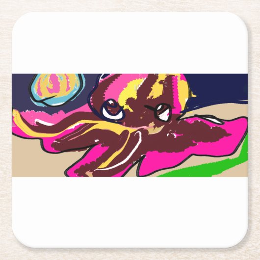 Oktopus niedlich rechteckiger pappuntersetzer (Vorderseite)