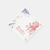 Oktopus Niedlich rosa Wasserfarbenmädchen Serviette (Ecke)