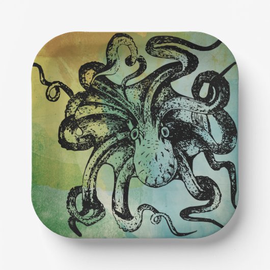 Oktopus Pappteller (Vorderseite)