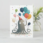 Oktopus-Party-Flachgrüßkarte Dankeskarte (Stehend Vorderseite)