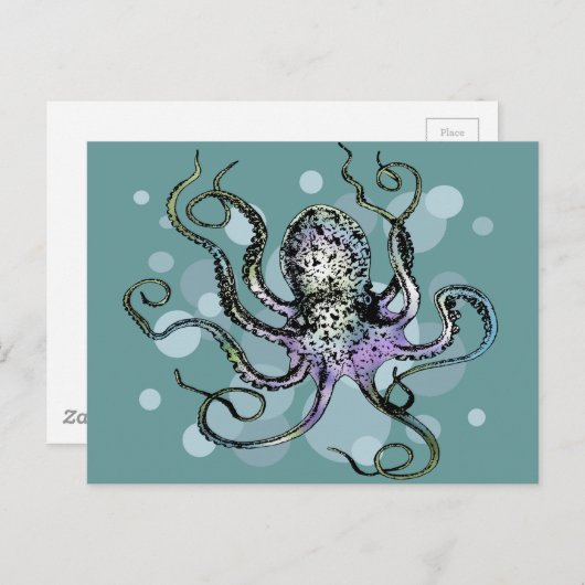Oktopus Postkarte (Vorne/Hinten)