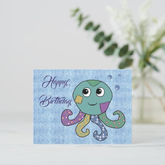 Oktopus Postkarte (Stehend Vorderseite)