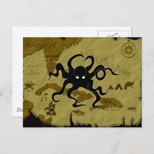 Oktopus Postkarte (Vorne/Hinten)