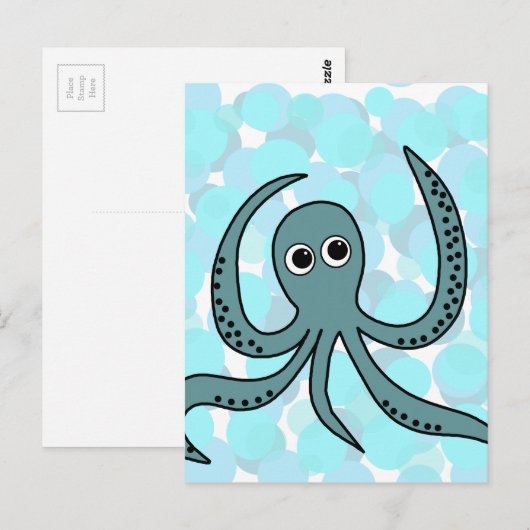 Oktopus Postkarte (Vorne/Hinten)