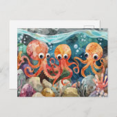 Oktopus Postkarte (Vorne/Hinten)