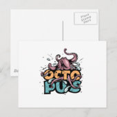 Oktopus Postkarte (Vorne/Hinten)