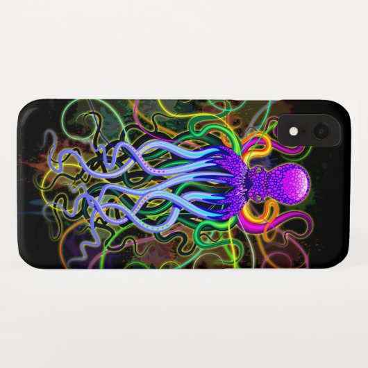 Oktopus Psychedelische Lumineszenz Case-Mate iPhone Hülle (Rückseite (Horizontal))