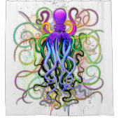 Oktopus Psychedelische Lumineszenz Duschvorhang (Vorderseite)