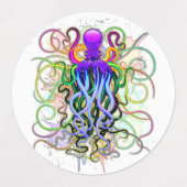 Oktopus Psychedelische Lumineszenz Etiketten (Design 2)