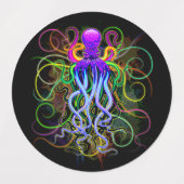 Oktopus Psychedelische Lumineszenz Etiketten (Design 1)