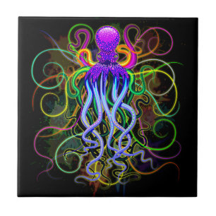 Oktopus Psychedelische Lumineszenz Fliese