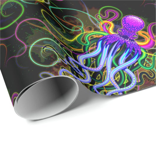 Oktopus Psychedelische Lumineszenz Geschenkpapier (Rolleneckpunkt)