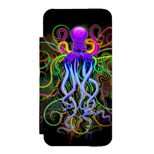Oktopus Psychedelische Lumineszenz Incipio iPhone Geldbeutel-Hülle (Folio Vorderseite)