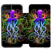 Oktopus Psychedelische Lumineszenz Incipio iPhone Geldbeutel-Hülle (Folio Geöffnet)