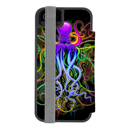 Oktopus Psychedelische Lumineszenz Incipio iPhone Geldbeutel-Hülle (Folio Rückseite)