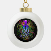 Oktopus Psychedelische Lumineszenz Keramik Kugel-Ornament (Vorderseite)
