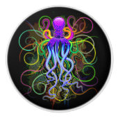 Oktopus Psychedelische Lumineszenz Keramikknauf (Vorderseite)