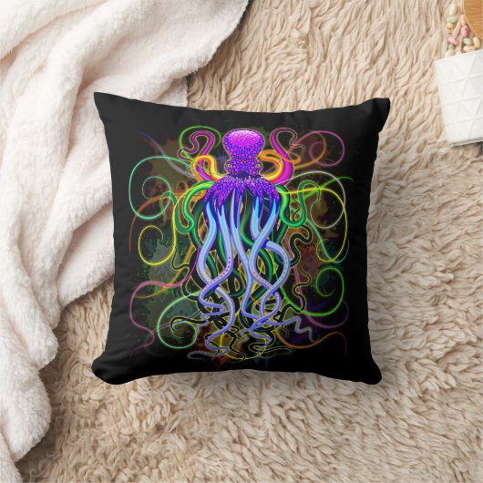 Oktopus Psychedelische Lumineszenz Kissen (Decke)