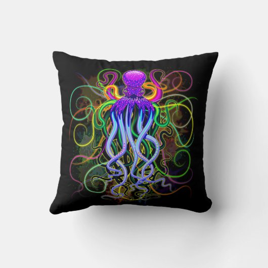 Oktopus Psychedelische Lumineszenz Kissen (Rückseite)