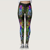 Oktopus Psychedelische Lumineszenz Leggings (Vorderseite)