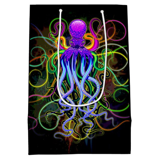 Oktopus Psychedelische Lumineszenz Mittlere Geschenktüte (Rückseite)