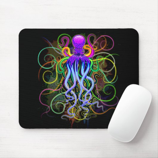 Oktopus Psychedelische Lumineszenz Mousepad (Mit Mouse)