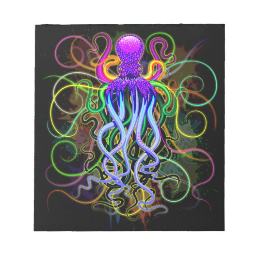 Oktopus Psychedelische Lumineszenz Notizblock (Vorderseite)