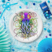Oktopus Psychedelische Lumineszenz Pappteller (Party)
