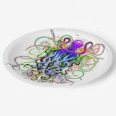 Oktopus Psychedelische Lumineszenz Pappteller (Schrägansicht)