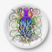 Oktopus Psychedelische Lumineszenz Pappteller (Vorderseite)