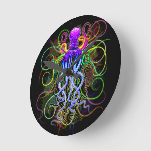 Oktopus Psychedelische Lumineszenz Runde Wanduhr (Winkel)