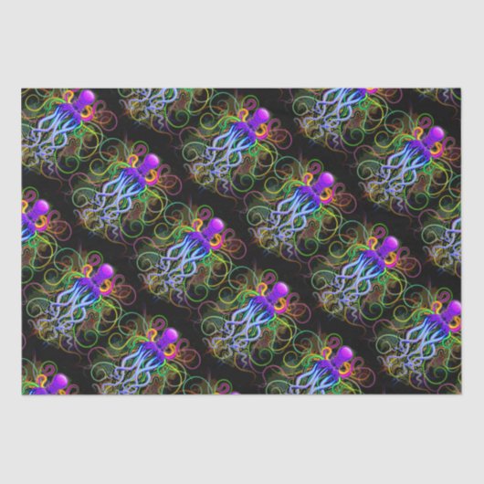 Oktopus Psychedelische Lumineszenz Seidenpapier (Vorderseite)