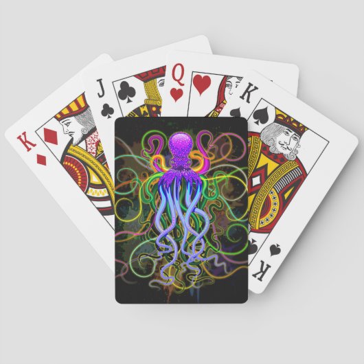 Oktopus Psychedelische Lumineszenz Spielkarten (Rückseite)