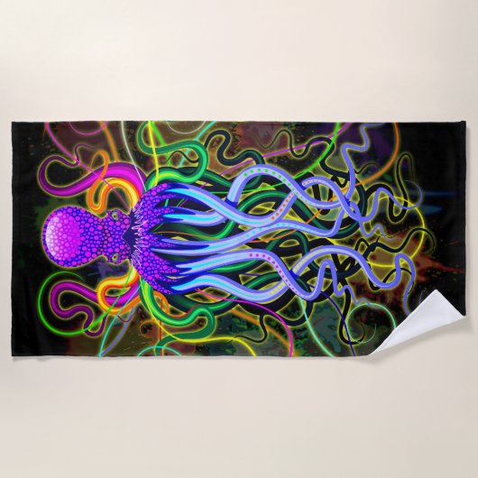 Oktopus Psychedelische Lumineszenz Strandtuch (Vorderseite)