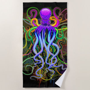 Oktopus Psychedelische Lumineszenz Strandtuch