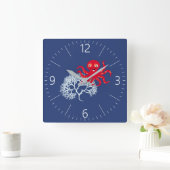 Oktopus Quadratische Wanduhr (Zuhause)