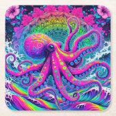 Oktopus Rechteckiger Pappuntersetzer (Vorderseite)