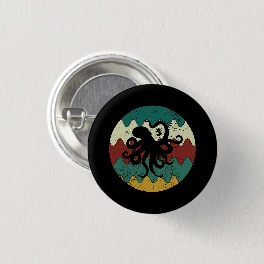 Oktopus Retro Button (Vorne & Hinten)