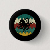 Oktopus Retro Button (Vorderseite)